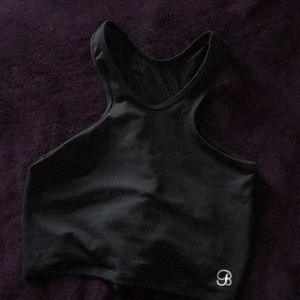 Bombshell black & mesh back crop top